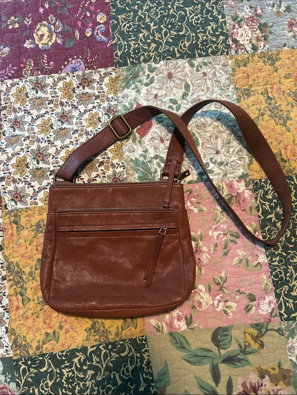 Fossil Rustic Brown Leather Crossbody Bag